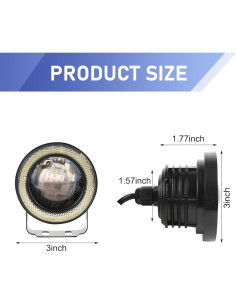 Luz de Niebla LED Angel Eye Dogary 2 PCS 3" Blanca 2