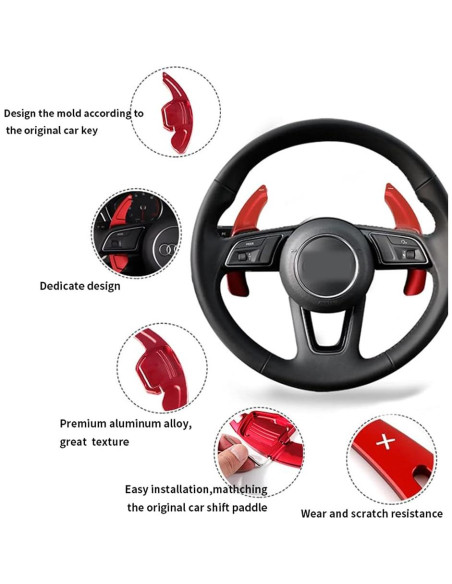 Extensiones de Palanca de Cambio Rojo SANRILY para Audi A3 A4 A5 A6 A7 A8 Q3 Q5 Q7 TT TTS S3 S5 S6 S7 S8 SQ5 RS3 RS6 R8