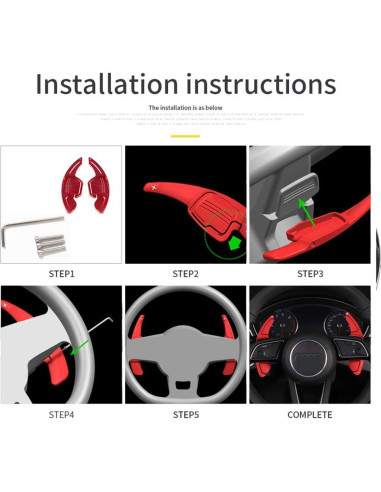 Extensiones de Palanca de Cambio Rojo SANRILY para Audi A3 A4 A5 A6 A7 A8 Q3 Q5 Q7 TT TTS S3 S5 S6 S7 S8 SQ5 RS3 RS6 R8