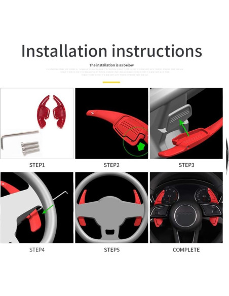 Extensiones de Palanca de Cambio Rojo SANRILY para Audi A3 A4 A5 A6 A7 A8 Q3 Q5 Q7 TT TTS S3 S5 S6 S7 S8 SQ5 RS3 RS6 R8