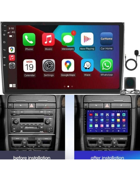 Estéreo de Coche Laueily 9" Android 13 para Audi A4 2000-2009