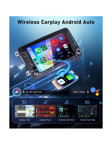 Estéreo de Coche Podofo 7" Android 2G+64G CarPlay VW