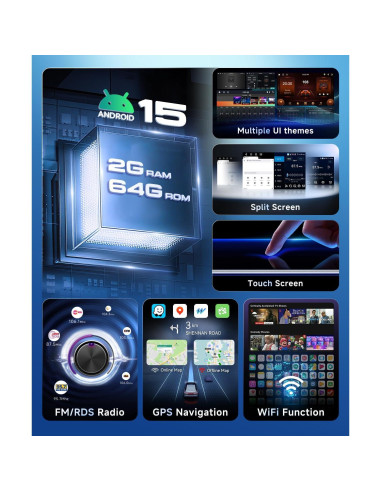 Estéreo de Coche Podofo 7" Android 2G+64G CarPlay VW