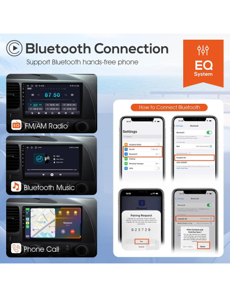 Estéreo de Coche Doble Din Haudio 10.1" Bluetooth GPS 2+64GB