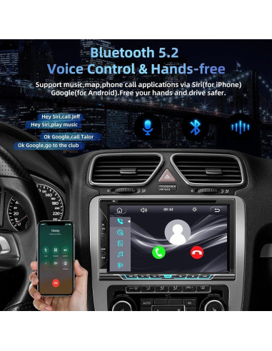 Estéreo de coche Focarado 7" Doble Din con CarPlay y Android Auto