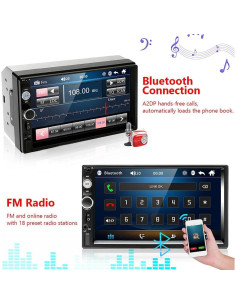 Estéreo de Coche Podofo Doble Din 7" Bluetooth MP5 FM 2