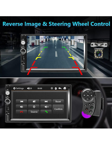 Estéreo de Coche Podofo Doble Din 7" Bluetooth MP5 FM