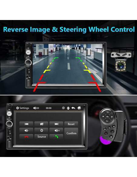 Estéreo de Coche Podofo Doble Din 7" Bluetooth MP5 FM