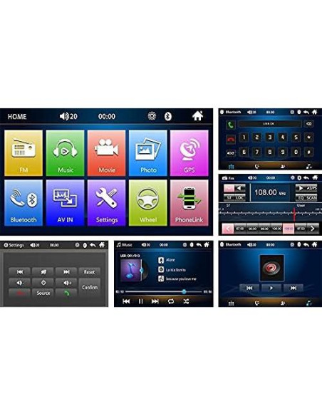 Estéreo de Coche Podofo Doble Din 7" Bluetooth MP5 FM