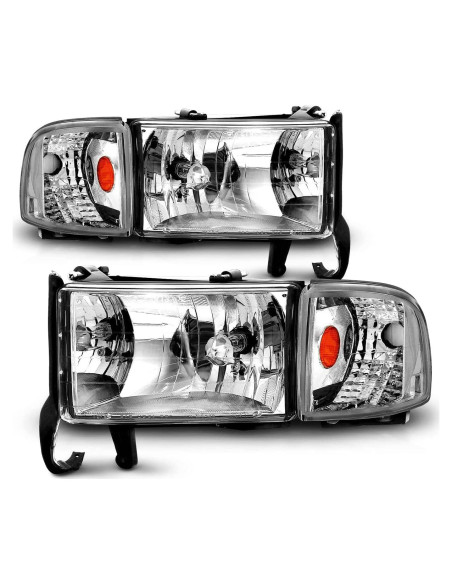 Faros de Cristal Cromados SPPC para Dodge Ram 1994-2001 (Par)