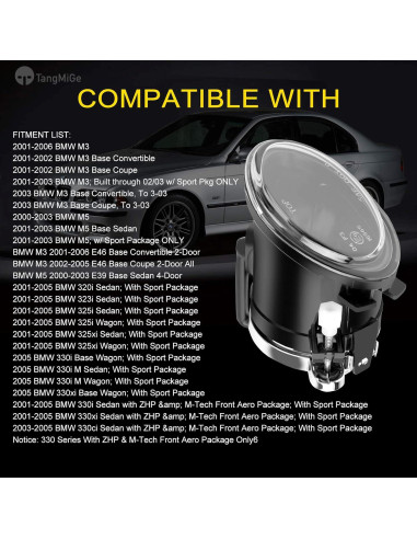 Lámparas Antiniebla TangMiGe para BMW 2000-2006, 1 Par, 55W