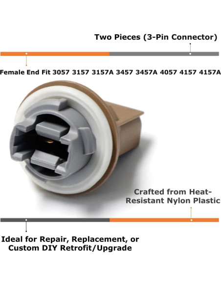 Base de Socket de Bombilla iJDMTOY 3-Pin para Ford y Lincoln