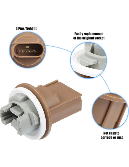 Base de Socket de Bombilla iJDMTOY 3-Pin para Ford y Lincoln