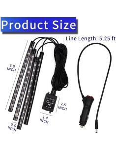 Luces LED de Interior para Auto Ongfuwu 48 LED RGB Control Remoto 2