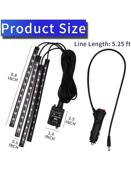 Luces LED de Interior para Auto Ongfuwu 48 LED RGB Control Remoto