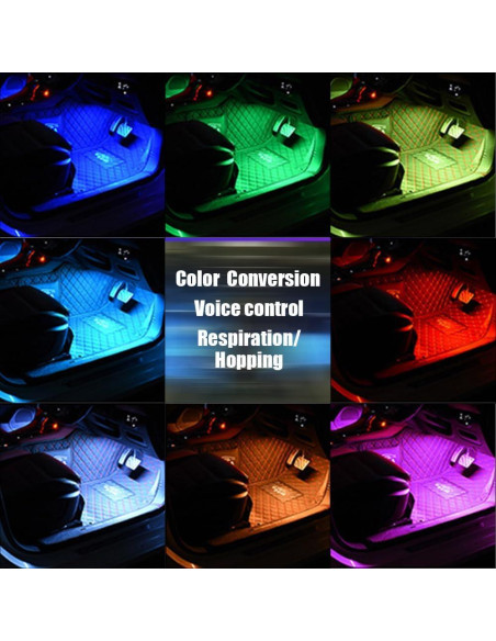 Luces LED de Interior para Auto Ongfuwu 48 LED RGB Control Remoto