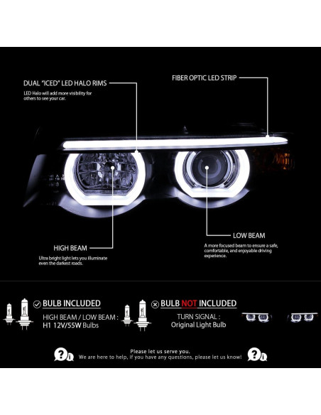 Faros Proyector LED Doble Halo Autozensation BMW E38 1995-2001