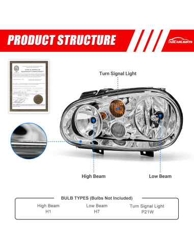 Faros LED para Volkswagen Golf MK4 1999-2006 y Cabrio 1999-2002