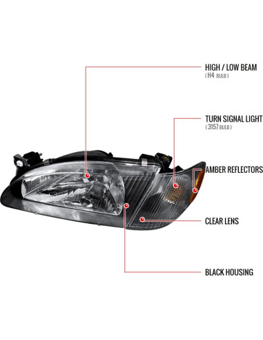 Faros de Cristal Estilo Factory Instyleparts para Toyota Corolla 1998-2000