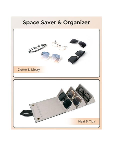 Estuche Plegable para Gafas de Sol - Negro - 3 Ranuras