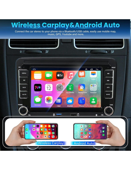 Estéreo de Coche Android 14 YCBB 7" 4GB/64GB CarPlay/Android Auto