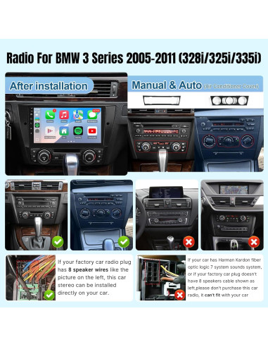 Estéreo de Coche Leadfan para BMW 3 E90 E91 E92 E93 2005-2011, Pantalla 9" con Carplay y Android Auto