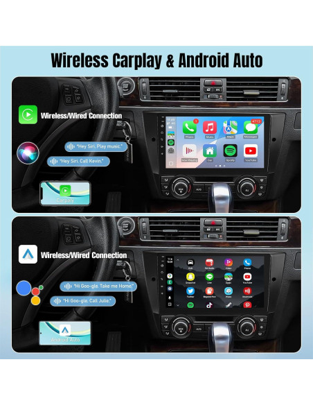 Estéreo de Coche Leadfan para BMW 3 E90 E91 E92 E93 2005-2011, Pantalla 9" con Carplay y Android Auto