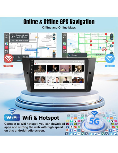 Estéreo de Coche Leadfan para BMW 3 E90 E91 E92 E93 2005-2011, Pantalla 9" con Carplay y Android Auto