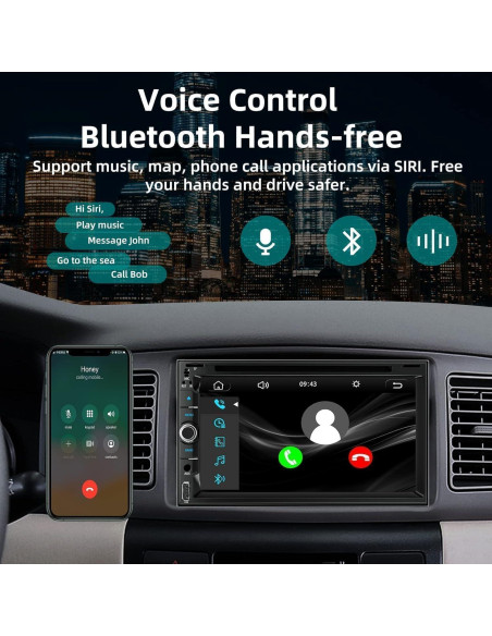 Estéreo de coche Inexaccessories Doble Din 7" Bluetooth CarPlay