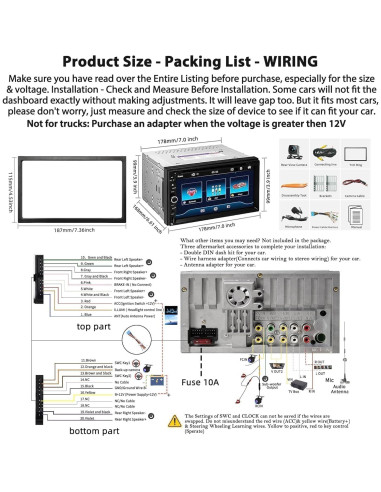 Estéreo de coche Inexaccessories Doble Din 7" Bluetooth CarPlay