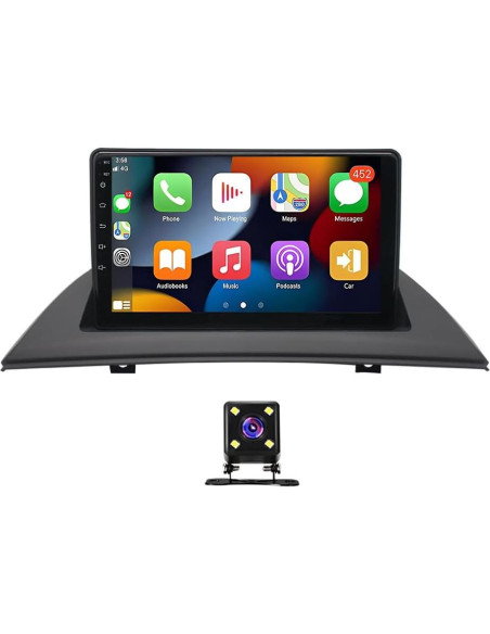 Estéreo de Coche Double Din Laueily para BMW X3 E83 2004-2012, Pantalla Táctil 9" GPS, CarPlay, Android Auto, Bluetooth