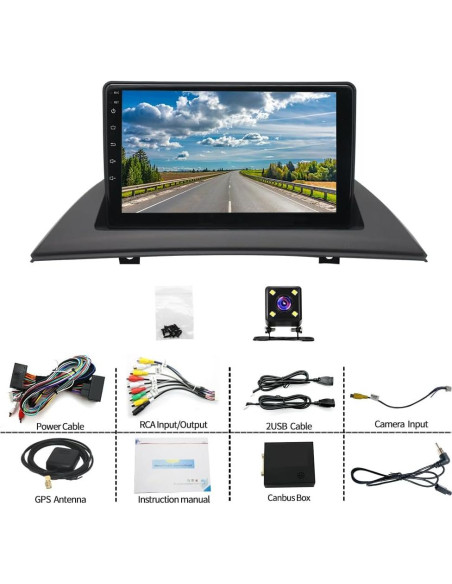 Estéreo de Coche Double Din Laueily para BMW X3 E83 2004-2012, Pantalla Táctil 9" GPS, CarPlay, Android Auto, Bluetooth