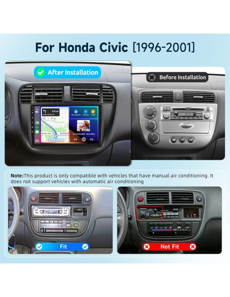 Estéreo Android 13 para Honda Civic 1996-2001 9" CarPlay