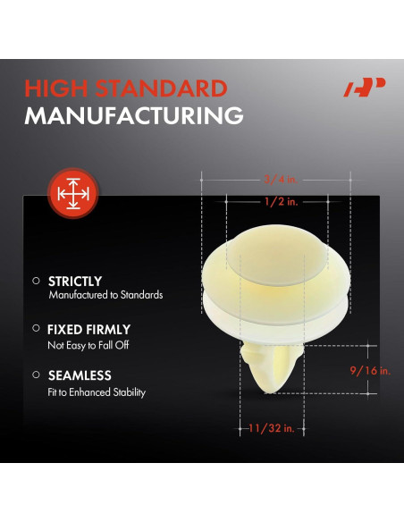 A-Premium 50 Clips Sujetadores de Panel para Ford - 1.90 cm