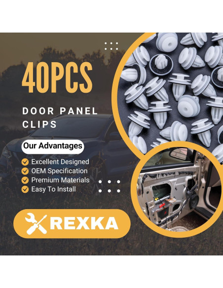 Sujetadores de Panel de Recorte de Puerta Rexka 40pcs OEM 90467-A0005