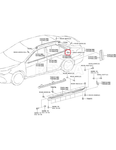 Sujetadores de Panel de Recorte de Puerta Rexka 40pcs OEM 90467-A0005