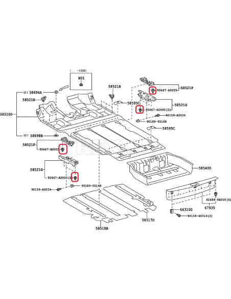 Sujetadores de Panel de Recorte de Puerta Rexka 40pcs OEM 90467-A0005