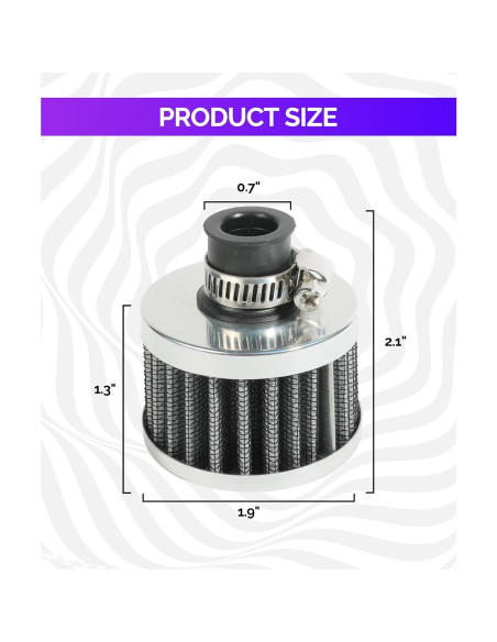 Filtro de Aire RACOONA Universal Plata 1.19 cm para Auto/Moto