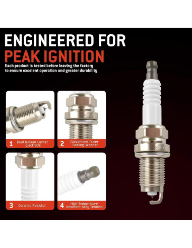 Juego de 4 Bobinas de Encendido y Bujías Iridio HYR UF582 para Honda Civic 1.8L