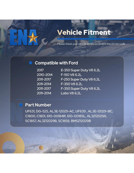 Pack 8 Bobinas de Encendido ENA 6.2L V8 para Ford F-150 F-250 F-350