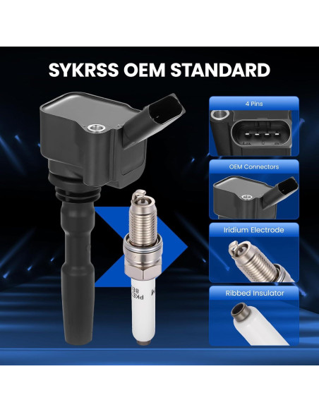 Kit de Bobinas de Encendido y Bujías SYKRSS para Audi y VW