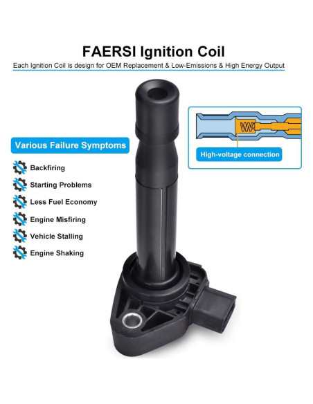 Paquete de 6 Bobinas de Encendido FAERSI para Honda y Acura
