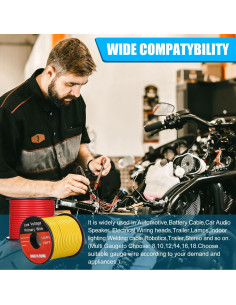 Cable Automotriz 16 AWG Gisafai 10 Pcs 30.48 m Aluminio 2