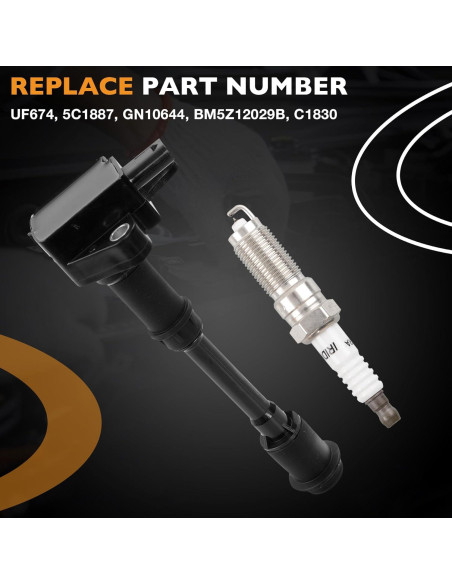 Juego de Bobinas de Encendido y Bujías Iridio HQPASFY UF674 - 4 Unidades