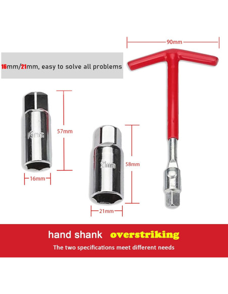 Llave de Bujías Universal Piburth 16mm y 21mm con Mango en T