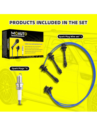 Juego de 6 Bujías de Iridio y Cables MOAUTO 7783 para Toyota