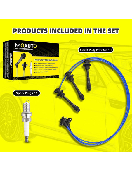 Juego de 6 Bujías de Iridio y Cables MOAUTO 7783 para Toyota