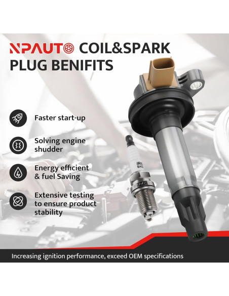 Juego de 6 Bobinas de Encendido y Bujías NPAUTO UF646 para Ford 3.5L V6 Turbo