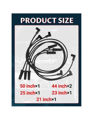 Cables de Bujía Ntoauto 9746BB 8mm 127cm 111.76cm 63.5cm