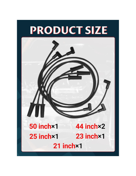Cables de Bujía Ntoauto 9746BB 8mm 127cm 111.76cm 63.5cm